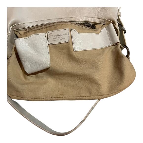 Vintage DR Pelletterie Firenze Handbag Shoulder Tote Italian Leather Bone White - Picture 5 of 11